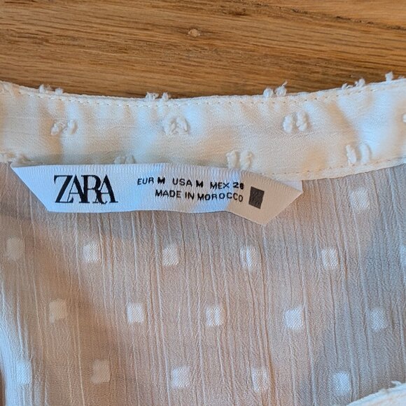 Zara Cream Swiss Dot Blouse - Picture 3 of 4